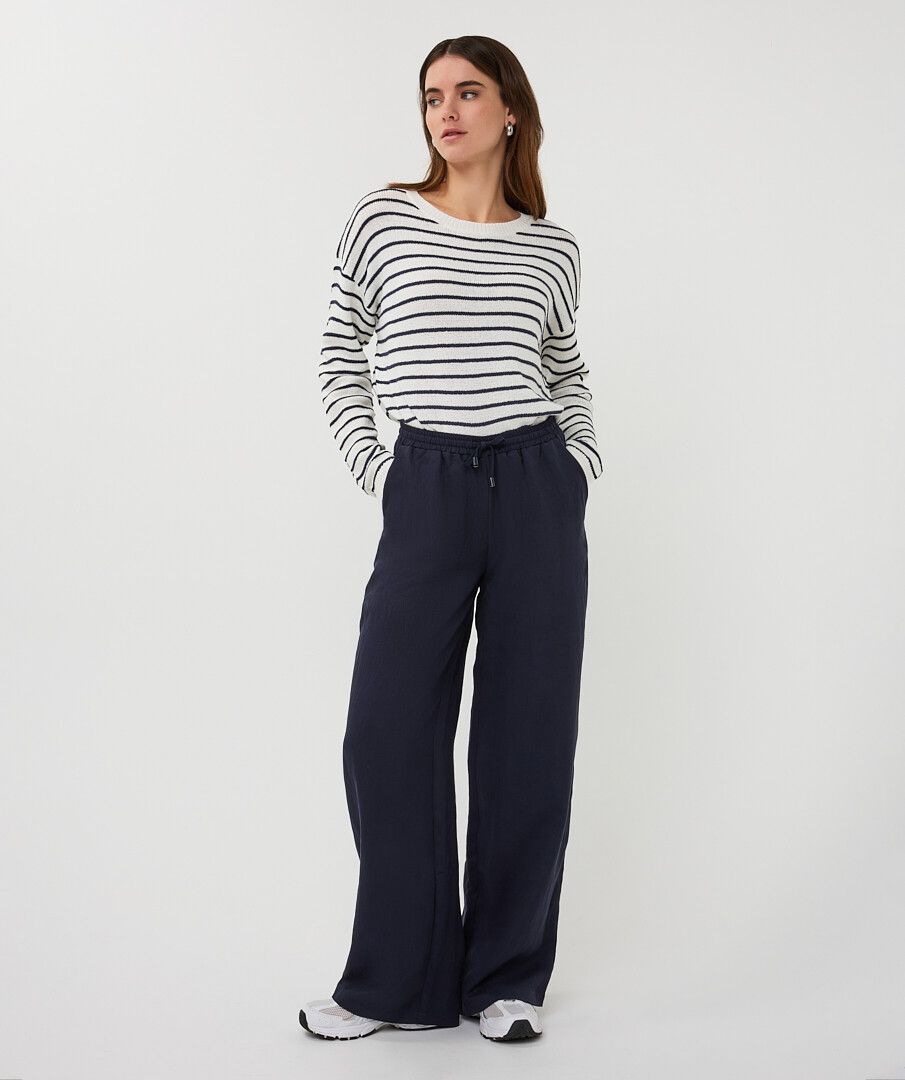 Esqualo Sweater striped slub off white navy