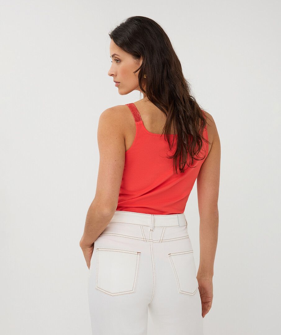 Esqualo singlet lurex straps chili red2