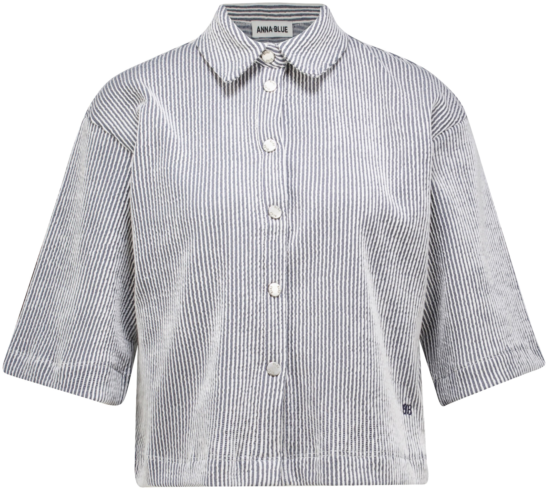 anna blue beach stripe blouse